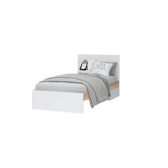 Кровать Юкки КР 900 0.9х2.0 (940х860х2032) Фасад Белый/Корпус Дуб делано #1