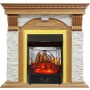 Каминокомплект Dublin - Дуб / Сланец белый с очагом Majestic FX M Brass