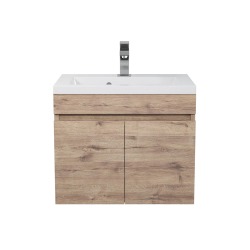Тумба под раковину для ванной подвесная Uperwood Eva 49х34,6х40 см, Крафт Табачный, с дверцами