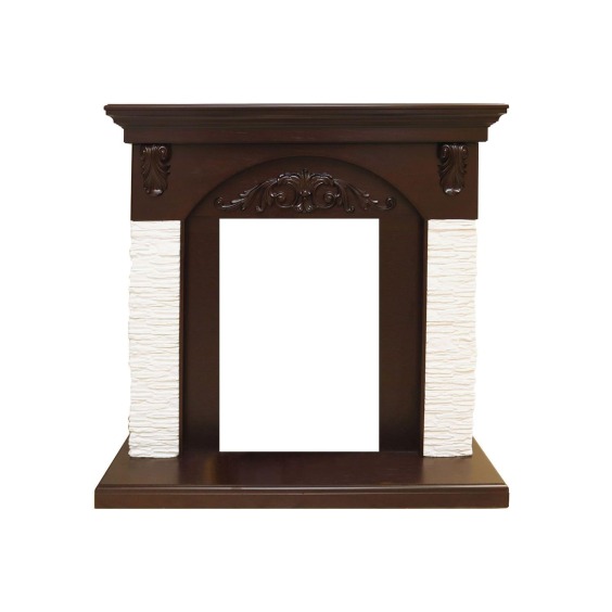 Каминокомплект Bern Сланец мелкий белый / Темный дуб с очагом Aspen Gold #2