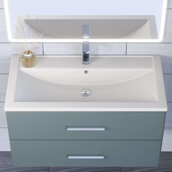 Раковина для ванной кварцевая Uperwood Foster Quartz 90х45,5х17,5 см, белая матовая, жасмин #4