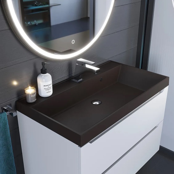 Раковина для ванной кварцевая Uperwood Classic Quartz 80х45х15 см, коричневая матовая, трюфель #6