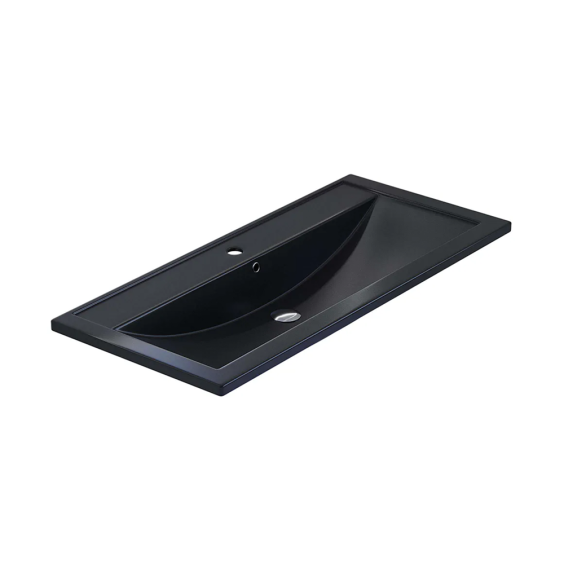 Раковина для ванной кварцевая Uperwood Foster Quartz 100х45,5х17,5 см, черная матовая, уголь #2