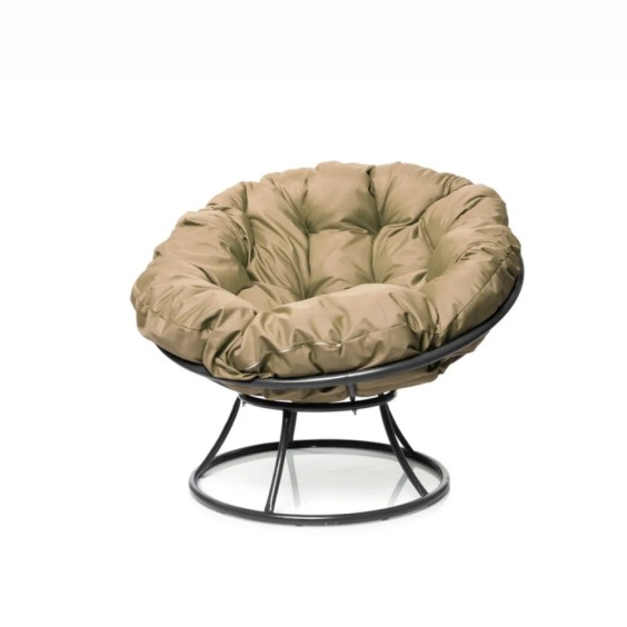 Комплект кресло Папасан без ротанга черное, бежевая подушка #1