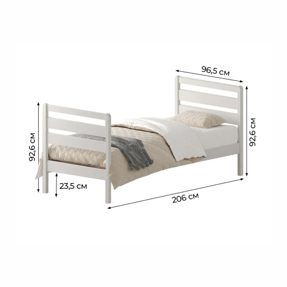 Комплект кровать Лето База 90x200+В3+В3, обработка белый #1