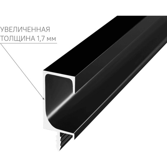 Ручка-профиль торцевая AQ C-line heavy 5000 мм, Черный матовый #2 Ручка-профиль торцевая AQ C-line heavy 5000 мм, Черный матовый #2