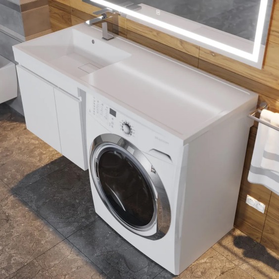 Раковина над стиральной машиной Uperwood Magenta 120х50х17,8 см, левая, крыло справа #4