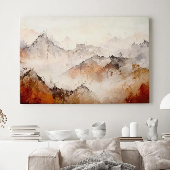 Интерьерная картина "Силуэт гор" на холсте, большая, размер 80 на 115 см #1 Интерьерная картина "Силуэт гор" на холсте, большая, размер 80 на 115 см #1