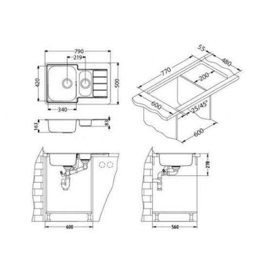 Alveus Line 70 NAT-90 790X500 1+1/2 кухонная мойка #2