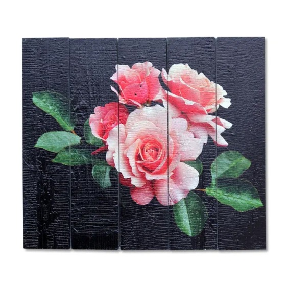 Картина "Четыре нежные розы на черном фоне" 40х40 см #1 Картина "Четыре нежные розы на черном фоне" 40х40 см #1