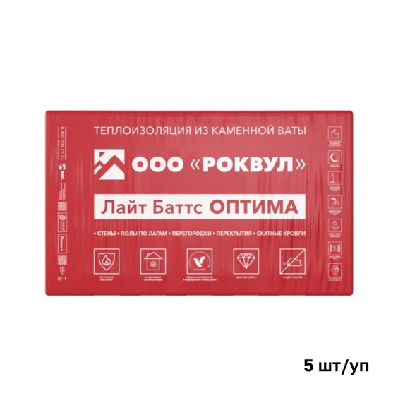 Rockwool Лайт Баттс Оптима 1000х600х50 мм, 10 шт. уп #1