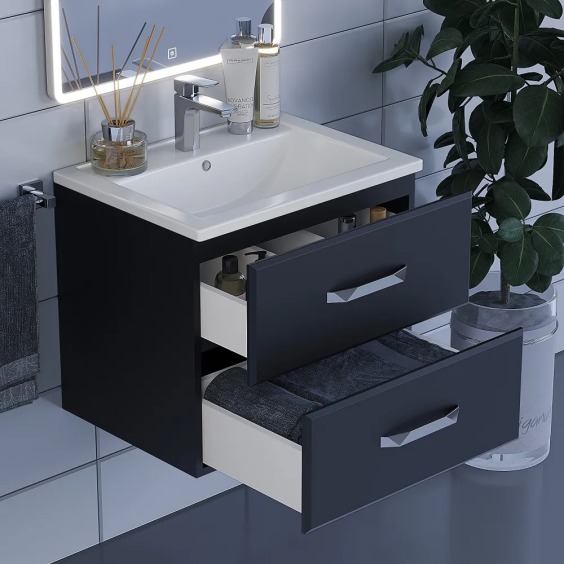 Тумба под раковину для ванной подвесная Uperwood Foster 60х41х60 см, черная #4