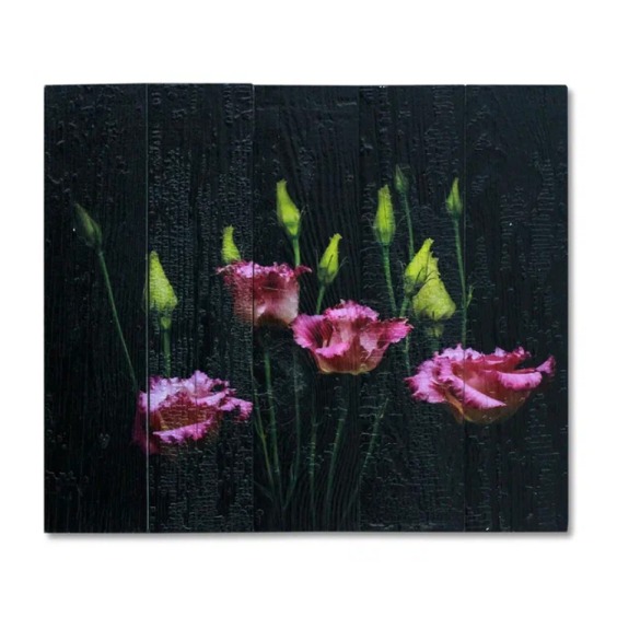 Картина "Эустома с бутонами на черном фоне" 40х40 см #1 Картина "Эустома с бутонами на черном фоне" 40х40 см #1