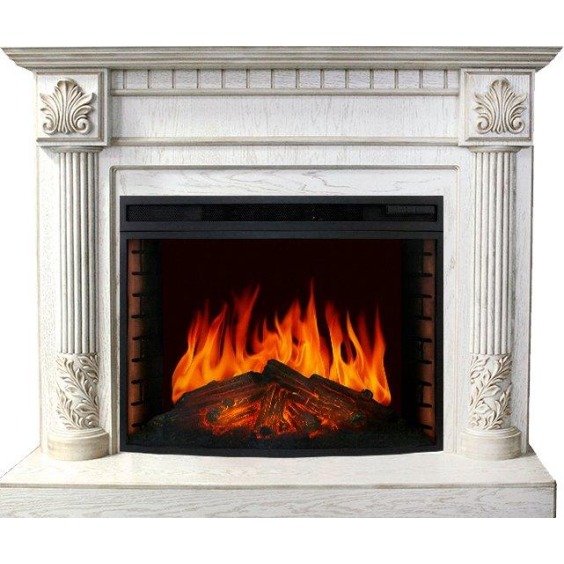 Каминокомплект Rodos - Белый дуб, патина золото с очагом Dioramic 33 LED FX #1