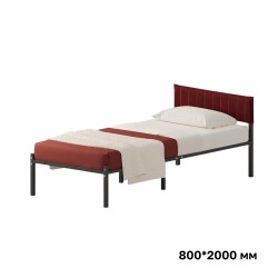 Комплект Лофт кровать 80х200 черная с бордовым чехлом тк 08