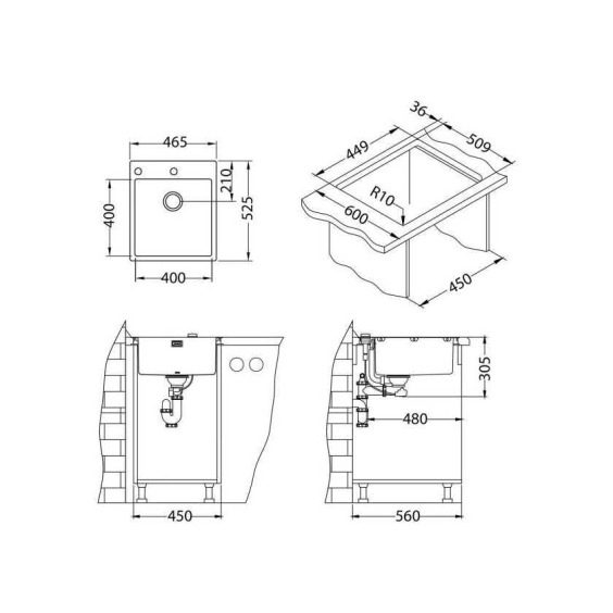 Alveus Pure 20 KMB-90 465X525 1X кухонная мойка #3