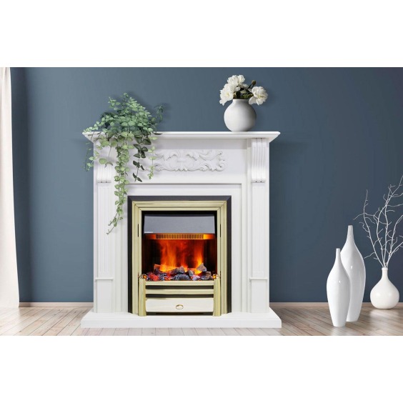Каминокомплект Venice - Фактурный белый с очагом Majestic FX M Brass #3