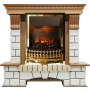 Каминокомплект Pierre Luxe - Дуб / Белый (Высота 1020мм) с очагом Atherton