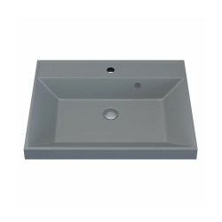 Раковина для ванной кварцевая Uperwood Classic Quartz 60х45х15 см, серая матовая, платина
