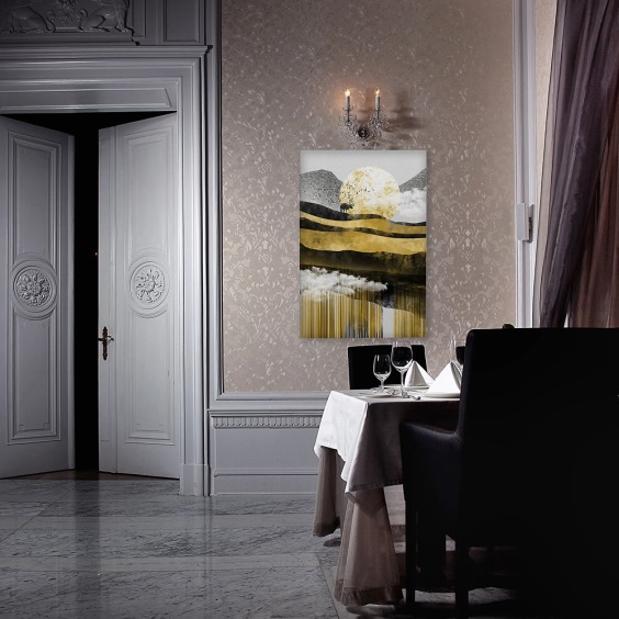 Картина "Рассвет" на натуральном холсте для домашнего интерьера, украшения и декора вертикальная, размер 115х80см #2