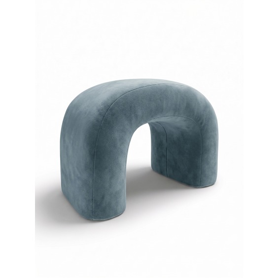 Мягкий пуф велюр голубой Дуга микровелюр океан #2