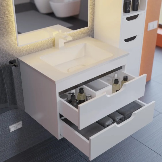 Тумба под раковину для ванной подвесная Uperwood Modul 61х44,4х55 см, белая/графит #8