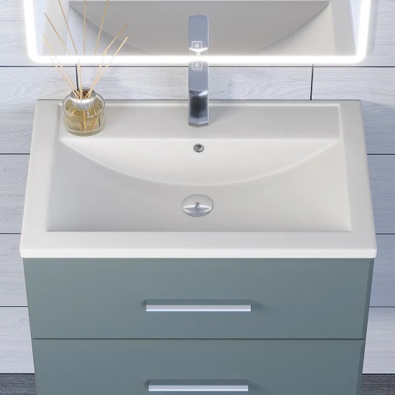 Раковина для ванной кварцевая Uperwood Foster Quartz 70х45,5х17,5 см, белая матовая, жасмин #4