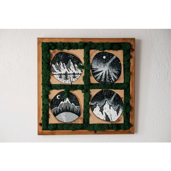 Панно из дерева и мха, 41х41 см #5