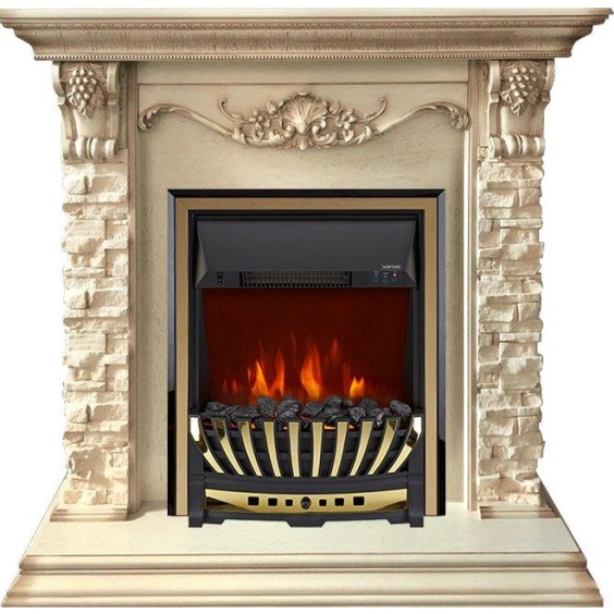Каминокомплект Adriana - Cлоновая кость с очагом Aspen Gold #1
