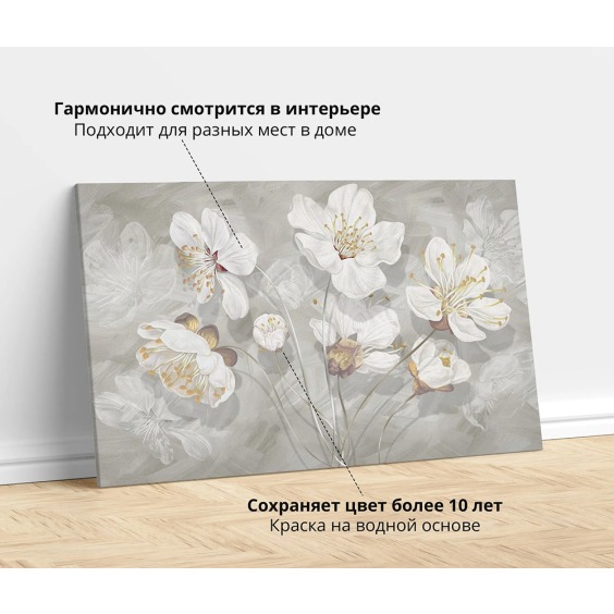 Интерьерная картина "Цветы вишни" на холсте, большая, размер 80х115 см #2