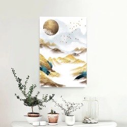 Картина на стену большая на холсте интерьерная "Луна в горах" 90х60 см