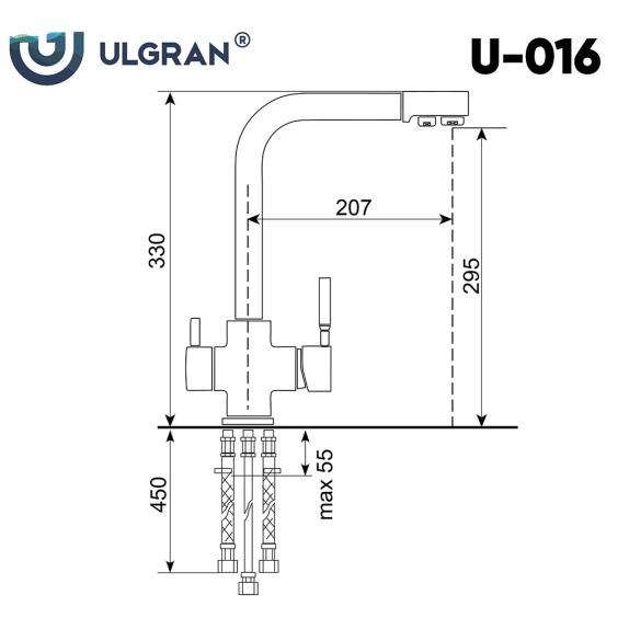 Смеситель для кухни Ulgran U-016-344, цвет ультра-черный #2