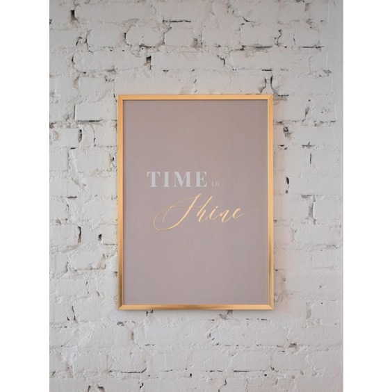 Постер с объемным золотом "Time to Shine" в идеальной золотой раме, 21х30 см #4