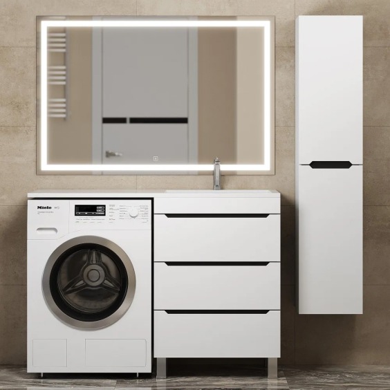 Тумба под стиральную машину напольная Uperwood Tanos 58х47,5х76,5 см, белая/графит, 3 ящика #3