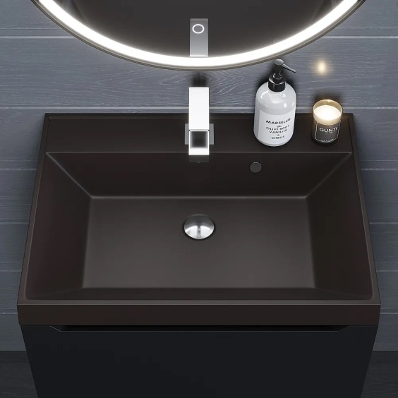 Раковина для ванной кварцевая Uperwood Classic Quartz 60х45х15 см, коричневая матовая, трюфель #4