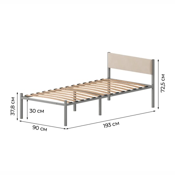 Комплект кровать Лофт 90х190 серый vel beige RS-1 90 #2