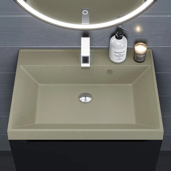Раковина для ванной кварцевая Uperwood Classic Quartz 60х45х15 см, бежевая матовая, десерт #4