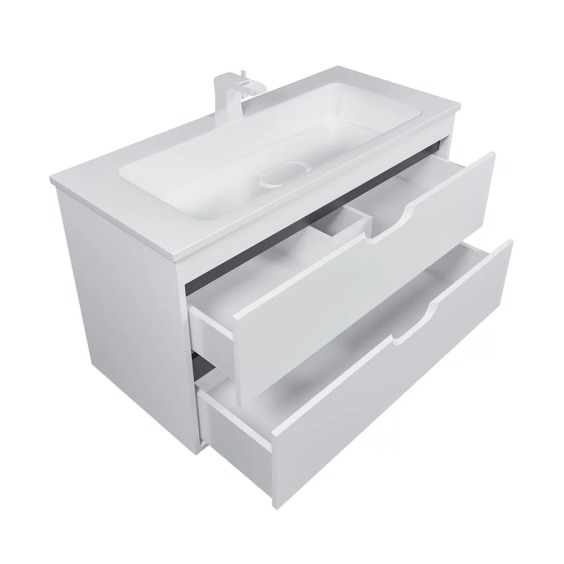 Тумба под раковину для ванной подвесная Uperwood Modul 95х44,4х55 см, белая/графит #3