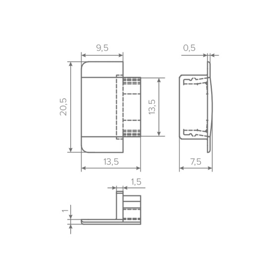 Заглушка для профиля AQ Form врезного 15/21х7, Серая #2
