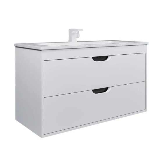 Тумба с раковиной для ванной подвесная Uperwood Modul 97х45х57 см, белая/графит #2