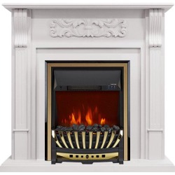 Каминокомплект Venice - Фактурный белый с очагом Aspen Gold