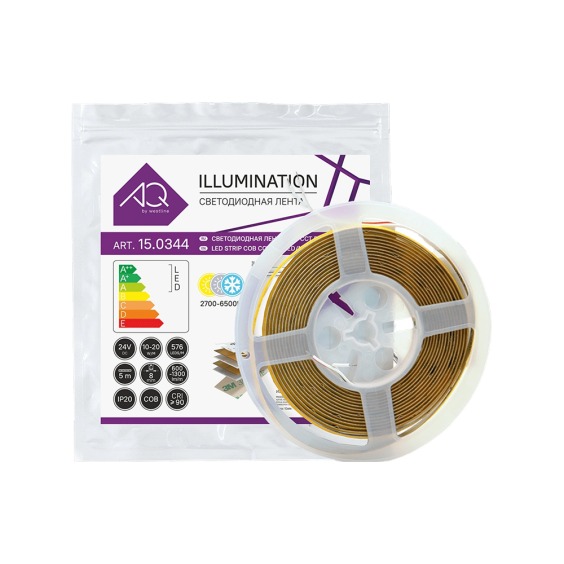 Лента светодиодная AQ LED-Line COB CCT 576 LED/м 24V 10W/м 8мм IP20 (2700-6500K) 5м #2