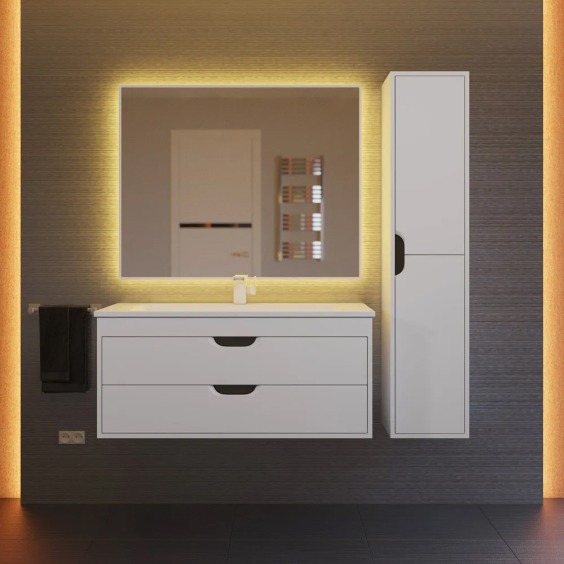 Тумба с раковиной для ванной подвесная Uperwood Modul 97х45х57 см, белая/графит #5