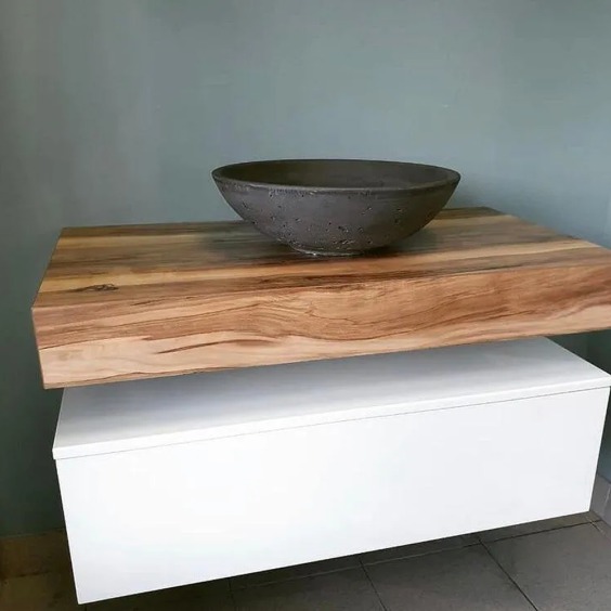 Раковина накладная бетонная Uperwood Sfera 40х40х12 см, круглая, графит #3