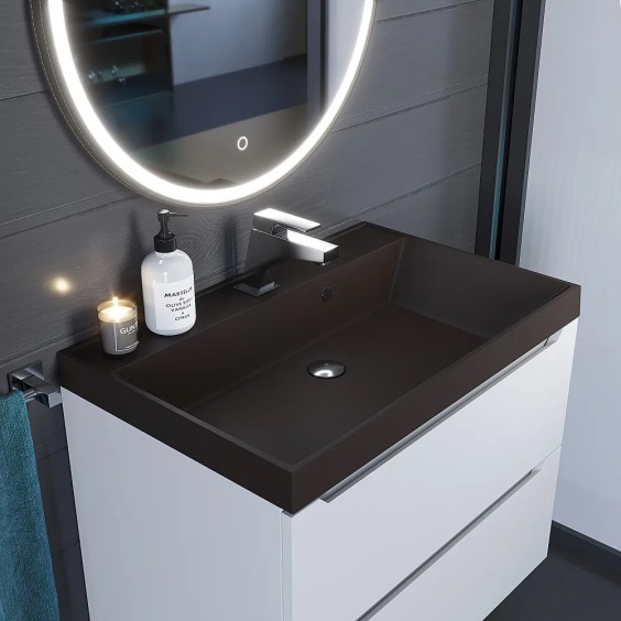 Раковина для ванной кварцевая Uperwood Classic Quartz 70х45х15 см, коричневая матовая, трюфель #6