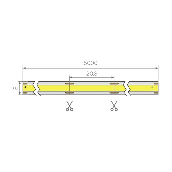 Лента светодиодная AQ LED-Line COB CCT 576 LED/м 24V 10W/м 8мм IP20 (2700-6500K) 5м #3