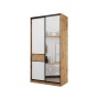 Шкаф-купе с зеркалом Slim 150х60х230 см, Белый/Дуб Вотан/Черная фурнитура