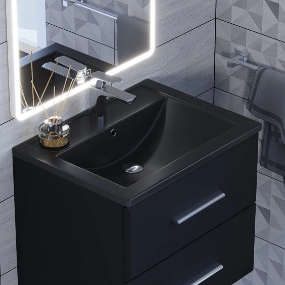 Раковина для ванной кварцевая Uperwood Foster Quartz 60х40,5х16,5 см, черная матовая, космос #5