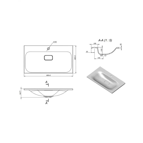 Раковина для ванной Uperwood Sunrise 80 см, белая глянцевая #6