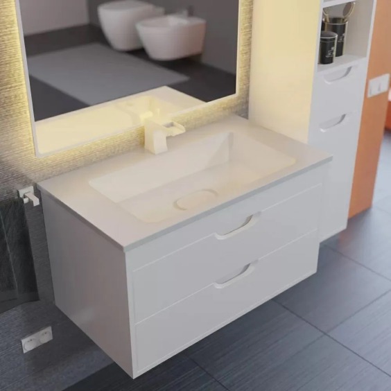 Тумба под раковину для ванной подвесная Uperwood Modul 75х44,4х55 см, белая матовая #10